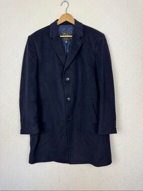 Jos. A. Bank Executive Wool Blend Overcoat Navy Mens 44R Classic Dress Coat
